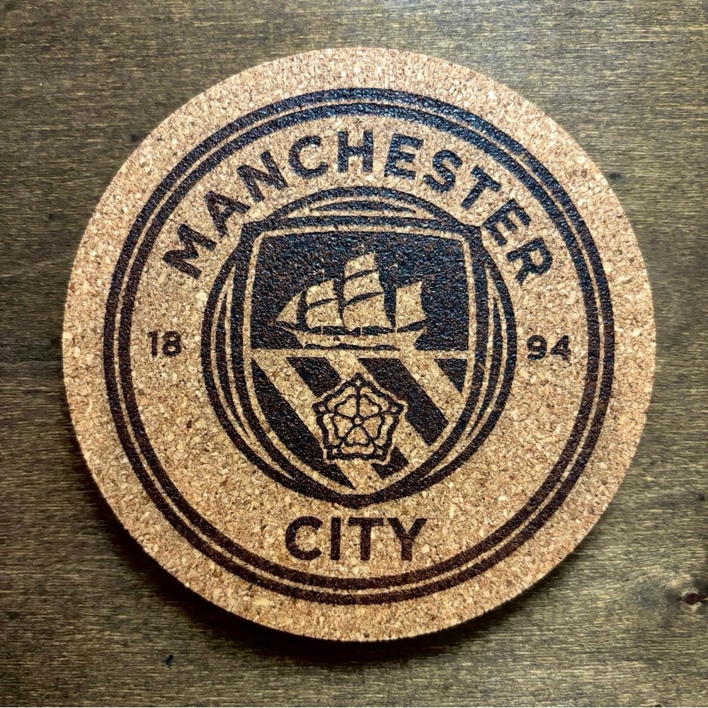 Manchester City Logo Laser Engraved Cork Coaster